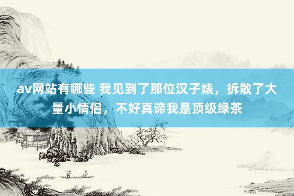 av网站有哪些 我见到了那位汉子婊，拆散了大量小情侣，不好真谛我是顶级绿茶