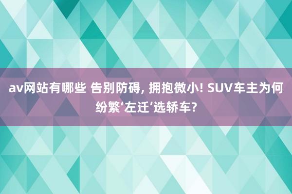 av网站有哪些 告别防碍， 拥抱微小! SUV车主为何纷繁‘左迁’选轿车?