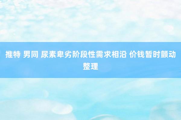 推特 男同 尿素卑劣阶段性需求相沿 价钱暂时颤动整理