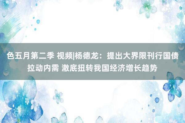 色五月第二季 视频|杨德龙：提出大界限刊行国债拉动内需 澈底扭转我国经济增长趋势