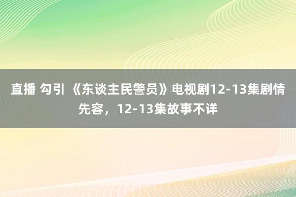直播 勾引 《东谈主民警员》电视剧12-13集剧情先容，12-13集故事不详