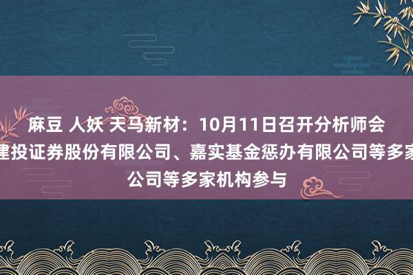 麻豆 人妖 天马新材：10月11日召开分析师会议，中信建投证券股份有限公司、嘉实基金惩办有限公司等多家机构参与