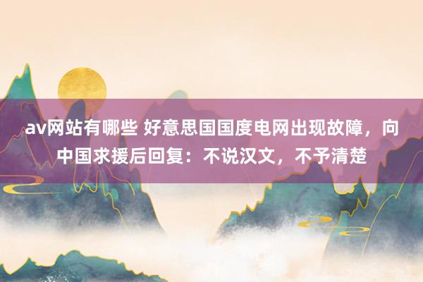 av网站有哪些 好意思国国度电网出现故障，向中国求援后回复：不说汉文，不予清楚