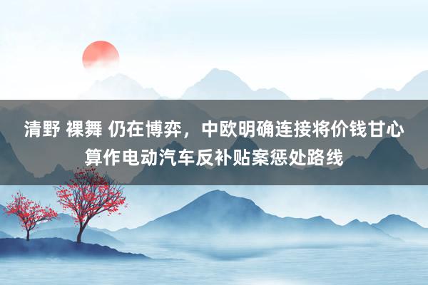 清野 裸舞 仍在博弈，中欧明确连接将价钱甘心算作电动汽车反补贴案惩处路线