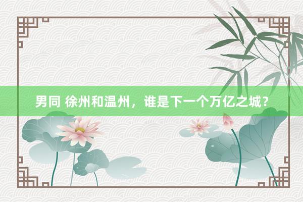 男同 徐州和温州，谁是下一个万亿之城？