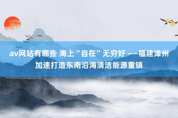 av网站有哪些 海上“自在”无穷好 ——福建漳州加速打造东南沿海清洁能源重镇