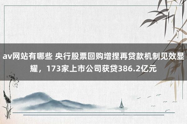 av网站有哪些 央行股票回购增捏再贷款机制见效显耀，173家上市公司获贷386.2亿元