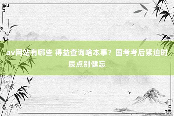 av网站有哪些 得益查询啥本事？国考考后紧迫时辰点别健忘