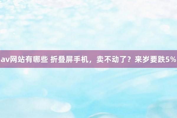 av网站有哪些 折叠屏手机，卖不动了？来岁要跌5%