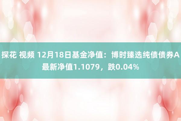 探花 视频 12月18日基金净值：博时臻选纯债债券A最新净值1.1079，跌0.04%