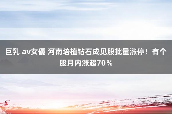 巨乳 av女優 河南培植钻石成见股批量涨停！有个股月内涨超70％