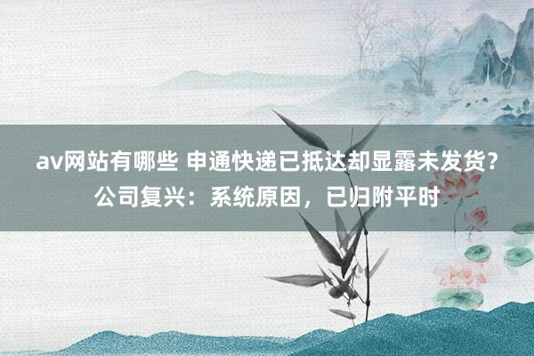 av网站有哪些 申通快递已抵达却显露未发货？公司复兴：系统原因，已归附平时