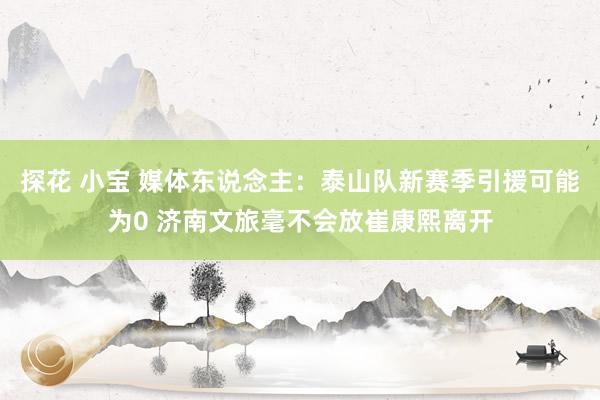 探花 小宝 媒体东说念主：泰山队新赛季引援可能为0 济南文旅毫不会放崔康熙离开