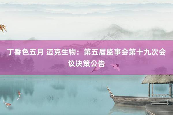 丁香色五月 迈克生物：第五届监事会第十九次会议决策公告