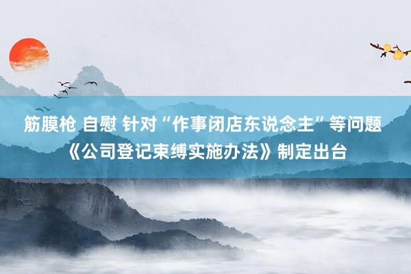 筋膜枪 自慰 针对“作事闭店东说念主”等问题 《公司登记束缚实施办法》制定出台