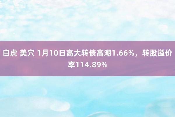 白虎 美穴 1月10日高大转债高潮1.66%，转股溢价率114.89%