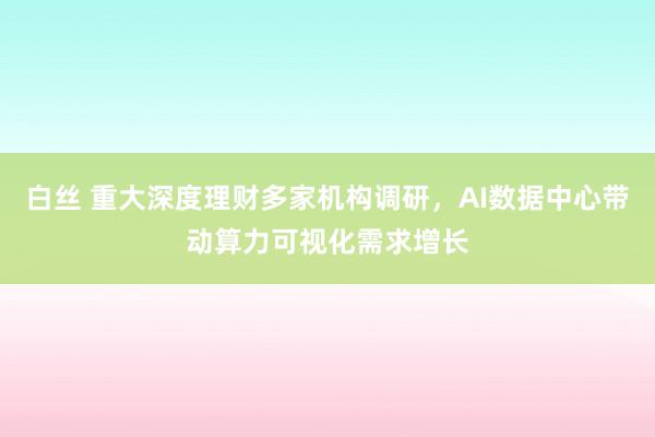 白丝 重大深度理财多家机构调研，AI数据中心带动算力可视化需求增长
