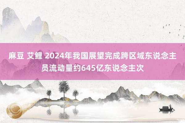 麻豆 艾鲤 2024年我国展望完成跨区域东说念主员流动量约645亿东说念主次