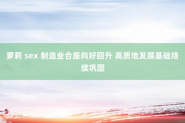 萝莉 sex 制造业合座向好回升 高质地发展基础络续巩固