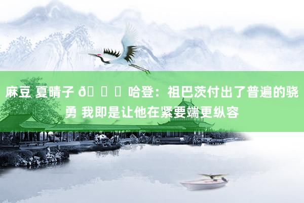 麻豆 夏晴子 😆哈登：祖巴茨付出了普遍的骁勇 我即是让他在紧要端更纵容