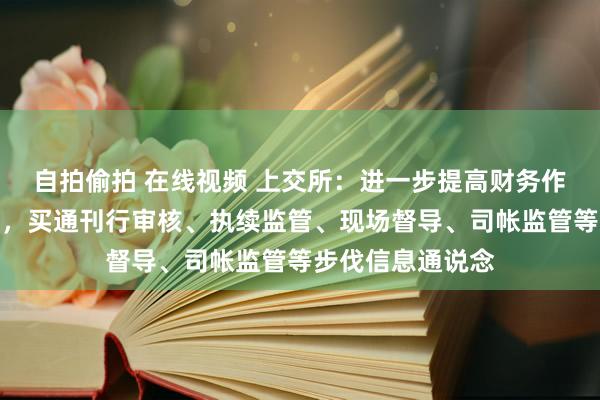 自拍偷拍 在线视频 上交所：进一步提高财务作秀印迹发现才略，买通刊行审核、执续监管、现场督导、司帐监管等步伐信息通说念