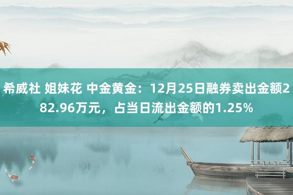 希威社 姐妹花 中金黄金：12月25日融券卖出金额282.96万元，占当日流出金额的1.25%