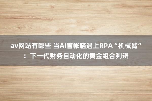 av网站有哪些 当AI管帐脑遇上RPA“机械臂”：下一代财务自动化的黄金组合判辨