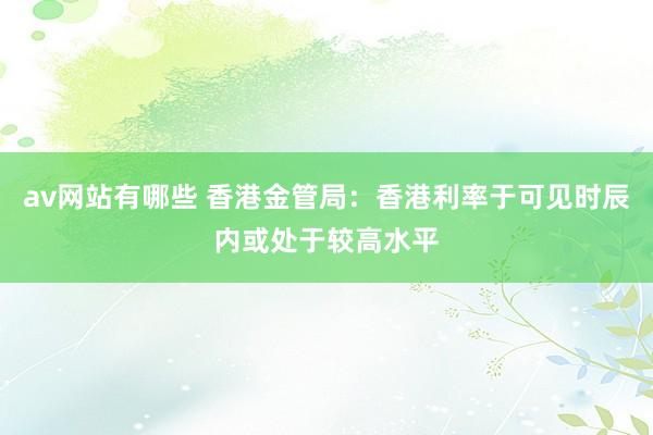 av网站有哪些 香港金管局：香港利率于可见时辰内或处于较高水平