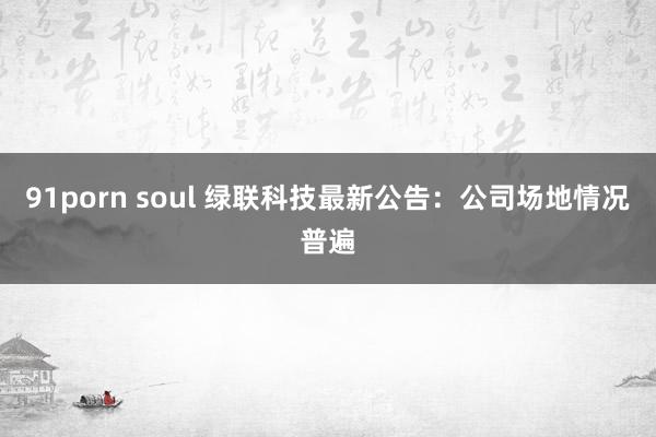 91porn soul 绿联科技最新公告：公司场地情况普遍