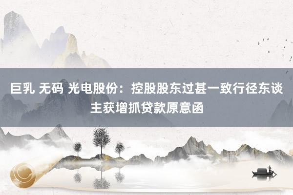 巨乳 无码 光电股份：控股股东过甚一致行径东谈主获增抓贷款原意函