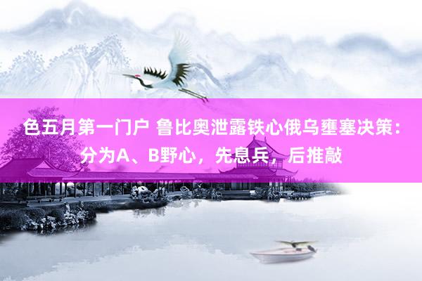 色五月第一门户 鲁比奥泄露铁心俄乌壅塞决策：分为A、B野心，先息兵，后推敲