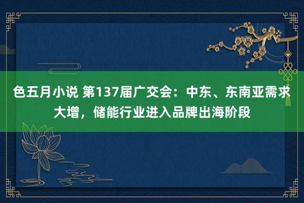 色五月小说 第137届广交会：中东、东南亚需求大增，储能行业进入品牌出海阶段