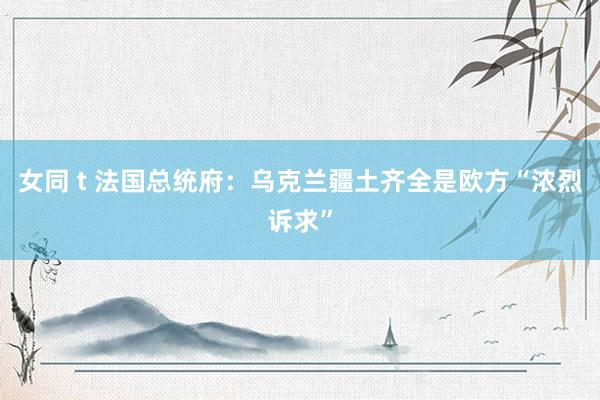 女同 t 法国总统府：乌克兰疆土齐全是欧方“浓烈诉求”